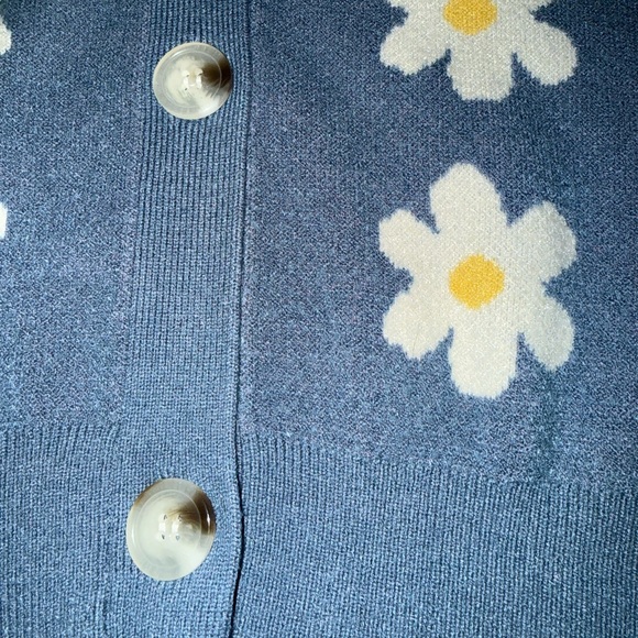Willow & Wind Blue Daisy Knit Cardigan Sweater Women’s Medium Cottagecore - Picture 5 of 8